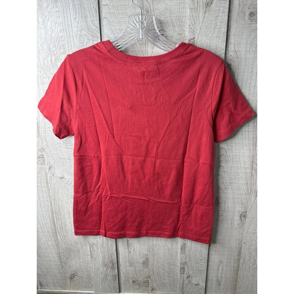 Mighty Fine Leopard Print Christmas Tree Red T Shirt Holiday Womens M - Picture 2 of 6